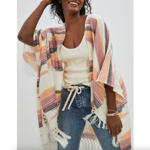 NWT Anthropologie Sunrise‎ Embroidered Kimono Woven Cotton OS $108 - Picture 3 of 14